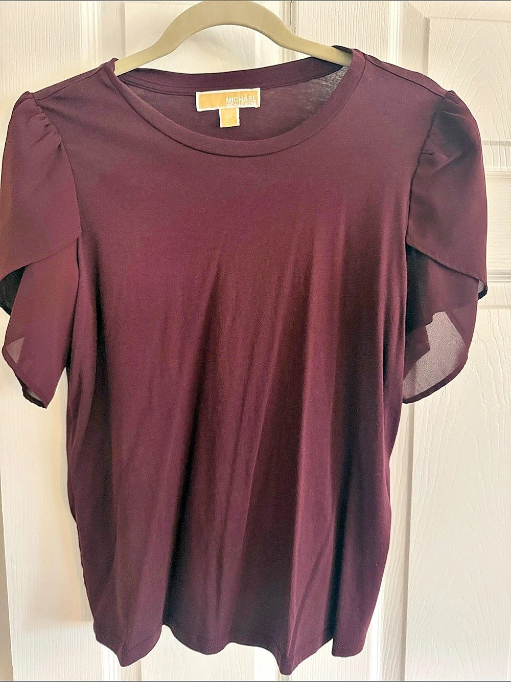Michael Kors Ruffle Sleeve Blouse in Purple Size Medium NWOT